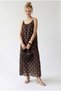 4936 Women's Polka Dot Strappy A-Line Lined Long Dress Brown - 2