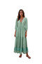 Green Long Sleeve V-Neck Kiloş Dress