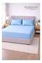 3-Piece Striped Microfiber Fitted Sheet Set Super King 200x200cm, Sky Blue