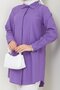 Women's Long Basic Purple Polo Collar Hijab Shirt Dress - 6