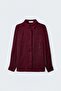 Hidden Placket Shirt - Burgundy - 3