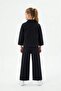 Black Embroidered Zippered Jean Jacket and Trousers Girls' 3-Piece Set 24140 - 6