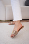 Rios Suede Gold Buckle Detailed Women's Mink Suede Flat Slippers - 3