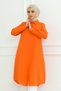 Women's Premium Extra Long Daily Orange Polo Collar Hijab Shirt Dress - 6