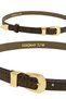 Satin Gold Buckle Thin Crocodile Pattern Leather Women's Belt, Curved Body and Stylish Elegant Design, Belt for Pants, Jeans, Dress, Jacket and Shirt. - 5