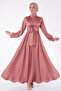 Front Tie Evening Dress Rose - 25342