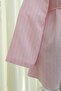 Side Collared, Buttoned, Striped, Lace-Up Crinkle Shirt - Pink - 8