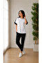 Casual Elegance Women's Stripe Detailed Crew Neck Modal Blouse and Pants Two-Piece Set - 4