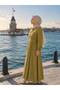 Shirt Collar Gold Button Detailed Dress Maxi Length