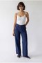 2128 Women's Slim Seasonal High Waist Wide Leg Denim Trousers Navy Blue - 3
