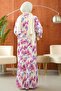 Plum Half-Buttoned Layered Viscose Dress with Elastic Sleeves - 5