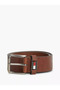 Men's Leather Adjustable Strap Plain Model Brown Belt - 2