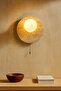 Travertine Opal Glass Globe Wall Sconce G9 Bulb Included Modern Natural Stone Lamp with Chain Switch