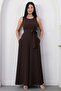 Crew Neck Belted Wide Leg Jumpsuit Grs4017 - 6