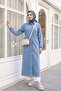 Elastic Sleeves and Buttoned Denim Cap - Ice Blue - 4
