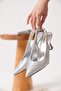 Women's Silver Satin 7cm Heeled Shoes Tr20Ms01K - 2