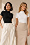 Women's Half Turtleneck Short Sleeve 2-Piece Basic Undershirts - 95% Cotton