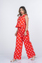 Women's Summer Red Milena Chinese Button Polka Dot Vest Trouser Set Stylish Casual Comfortable Two-Piece 1326 - 3