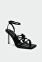 Livora Leaf Detailed Women's Black Heeled Shoes - 2
