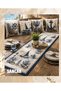 Sancak Patterned 4-Piece Cushion Runner Set in Velvet Rashell Fabric