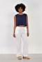 Women's Textured Zero-Sleeve Crop Blouse - Navy Blue - 3