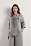 Gray Color Striped 100% Cotton Women's Shirt and Trouser Bottom-Top Set - 4
