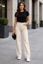 Lora Women's High Waist Palazzo Jeans Wide Leg Lycra Denim Trousers New