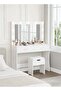 Bedroom Makeup Dressing Table with 3 Color Lighting Modes LED Mirror, Modern Vanity Desk (Stool Not Included) - 3