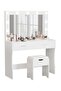 Bedroom Makeup Dressing Table with 3 Color Lighting Modes LED Mirror, Modern Vanity Desk (Stool Not Included) - 2