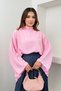 Women's Scarf Collar Asymmetrical Bat Sleeve Loose Poncho Blouse 6019 - Pink