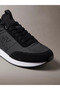 Men's Flat Comfortable Sole Laced Ck Text Patterned Leather Black2 Sneaker - 4