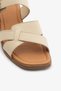 Beige Genuine Leather Cross-Strapped Buckle Thick Heeled Women's Sandals - 3