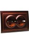 Zena double socket with grounding, mahogany shade - 2