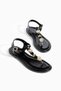 Black Women's Comfortable Flip-Flop Sandals with Shell Detail Olive