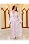 Special Design Feather Detailed 2-Piece Long Dressing Gown Full Satin - 2