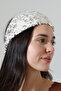Pearl White Sequined Hand Knitted Bandana – Handmade Hair Band - 5