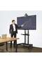 Rolling TV Stand with Lockable Wheels for 55-80 Inch TVs - Height Adjustable Black - 2