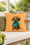 Dog with Glasses Polka Dot Decorative Throw Pillow Cover Modern Bohemian Living Room Decor 43X43 cm - 5