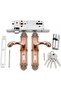 Luxury Copper Finish Mortise Door Handle Set with 5 Keys | Euro Profile Cylinder, Decorative Backplate, Corrosion Resistant, Heavy-Duty Lock Body, Complete Installation Kit