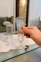 Striped Presentation Glass 130 ml 6-Piece Glass Cup with Stand Stylish Coffee Cup Set - 3