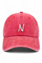 Red Embroidered Washable Vintage Unisex Hat with Letter N