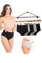 High Waist Women's Panties Black Gray 5 Pieces - 2
