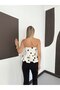 Women's Speckled Patterned Asymmetrical Blouse with Drawstring Detail - 3