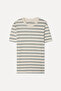 Men's White Striped Comfort Fit Crew Neck T-Shirt