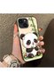 iPhone 13 Compatible Silicone Edge Hard Back Case Couple Phone Case Panda Pattern