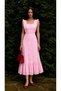 Back Tie-Up Detail Special Design U-Necklace Lining Belted 100% Cotton Embroidered Festo Brode Dress