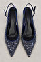 Women's Navy Blue Stoned Open Back Stiletto 5 cm Heel Comfortable Full Mold. - 5