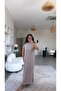 Mink Short Sleeve Pique Modal Long Slit Dress - 3