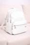 4-Compartment White Adjustable Strap Multi-Compartment Fabric Women's Backpack – Daily Use