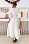 Elastic Waist Lace Detailed Half Sleeve Muslin Dress Ecru 9331-E - 8